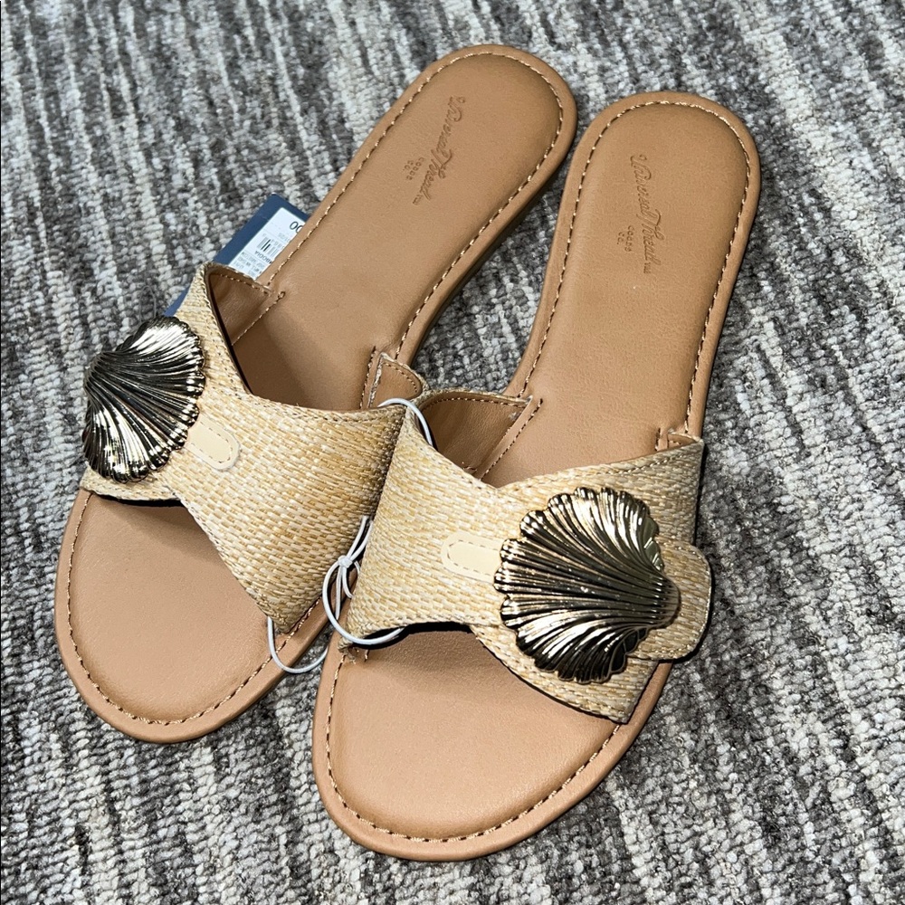 Universal Thread Women's Nesryn Raffia Shell Ornament Slide Sandal Size 6 - Picture 5 of 13